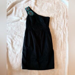 Maggy London Black Dress with Turquoise Beading, Size 8